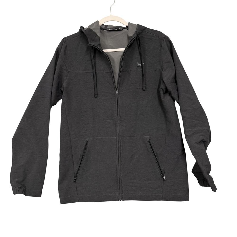 TravisMathew Jacket Mens Medium Gray Hooded Softshell‎ Full Zip Golf 1MX311